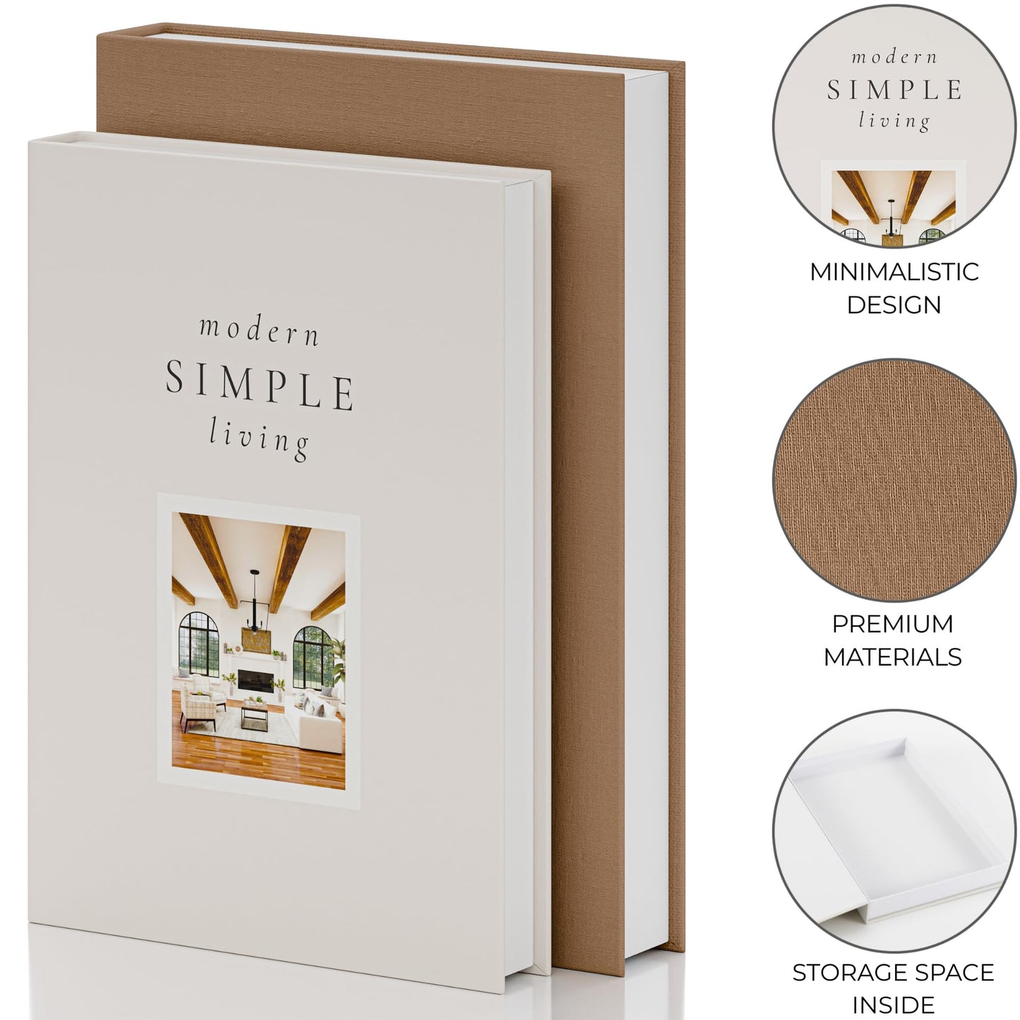 Beautiful Decorative Books - Set of 2 Boxes Enhance Your Coffee Table, Bookshelf or Mantle Decor - Aesthetic Fake/Faux Books for Modern Home Decoration, Photo Storage and as a Keepsake Box