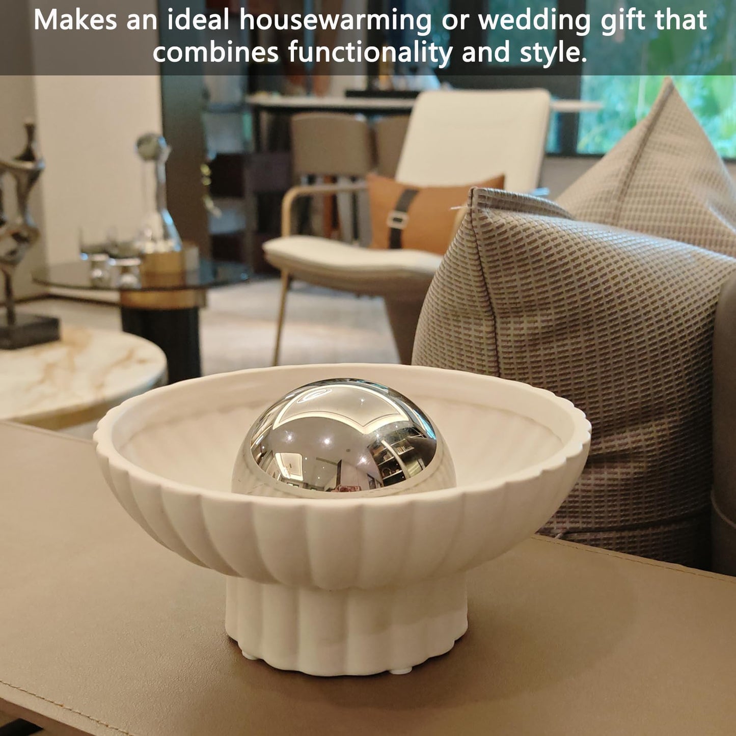 8" Small Footed Decorative Fruit Bowl Ceramic Approx Capacity 3 Cups for Home and Kitchen Counter,Modern Pedestal Bowl,Versatile Catch All for Home Organization and Home Decor