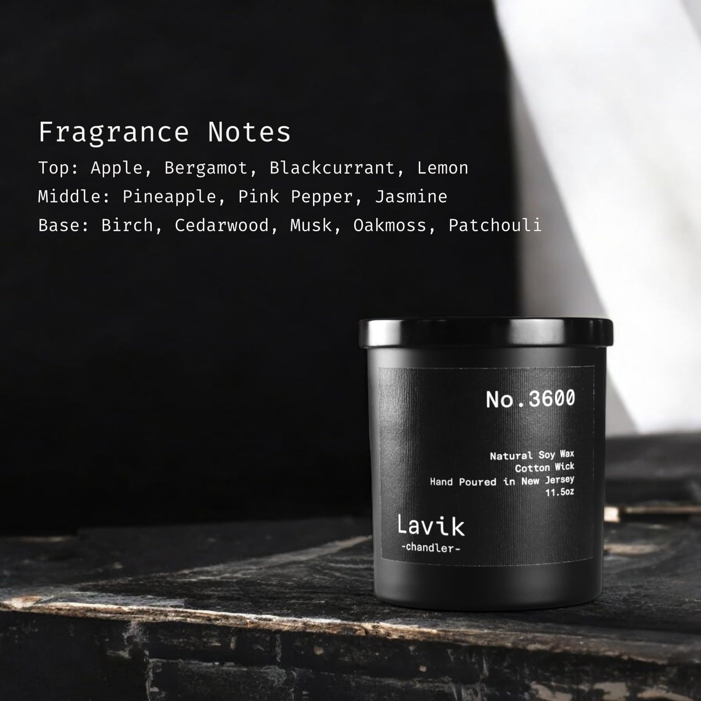 Luxury 11.50oz Scented Candle with grounding Base Notes of Birch, Cedarwood, Musk, Oakmoss, and Patchouli. Natural Soy Wax, Cotton Wick, Matte Black Jar. Gift or Elegant Decor for Home & Office