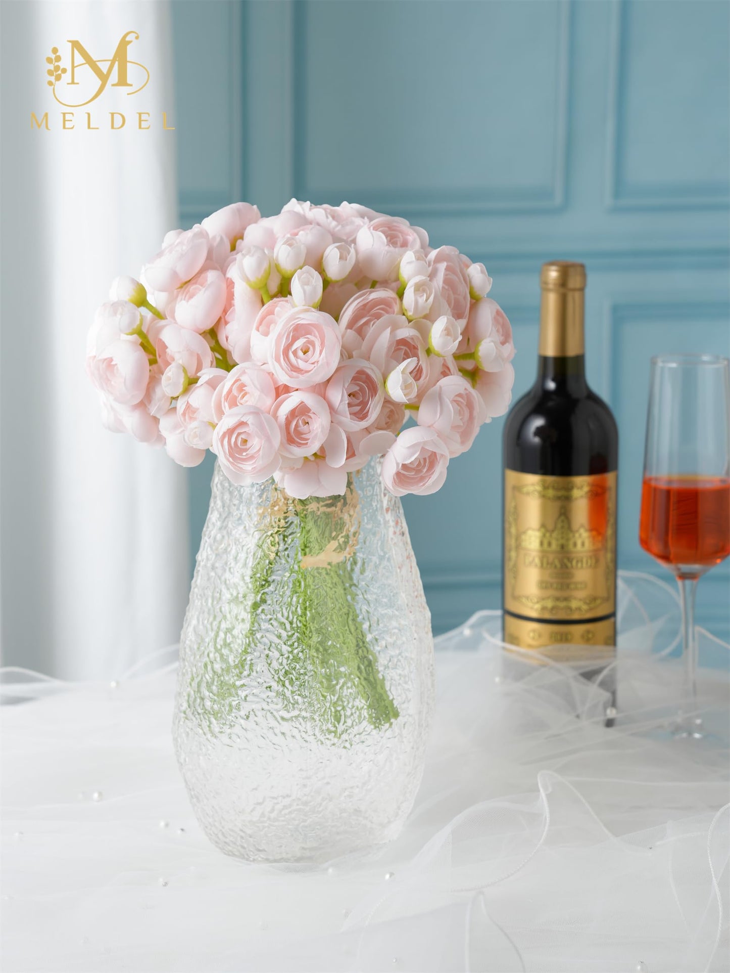 Meldel 32Pcs Ranunculus Artificial Flower, Faux Silk Mini Ranunculus Flowers for DIY Bouquet, Bulk Fake Peony Wedding Filler Flowers for Centerpieces Arrangements Bridal Shower Decorations Light Pink