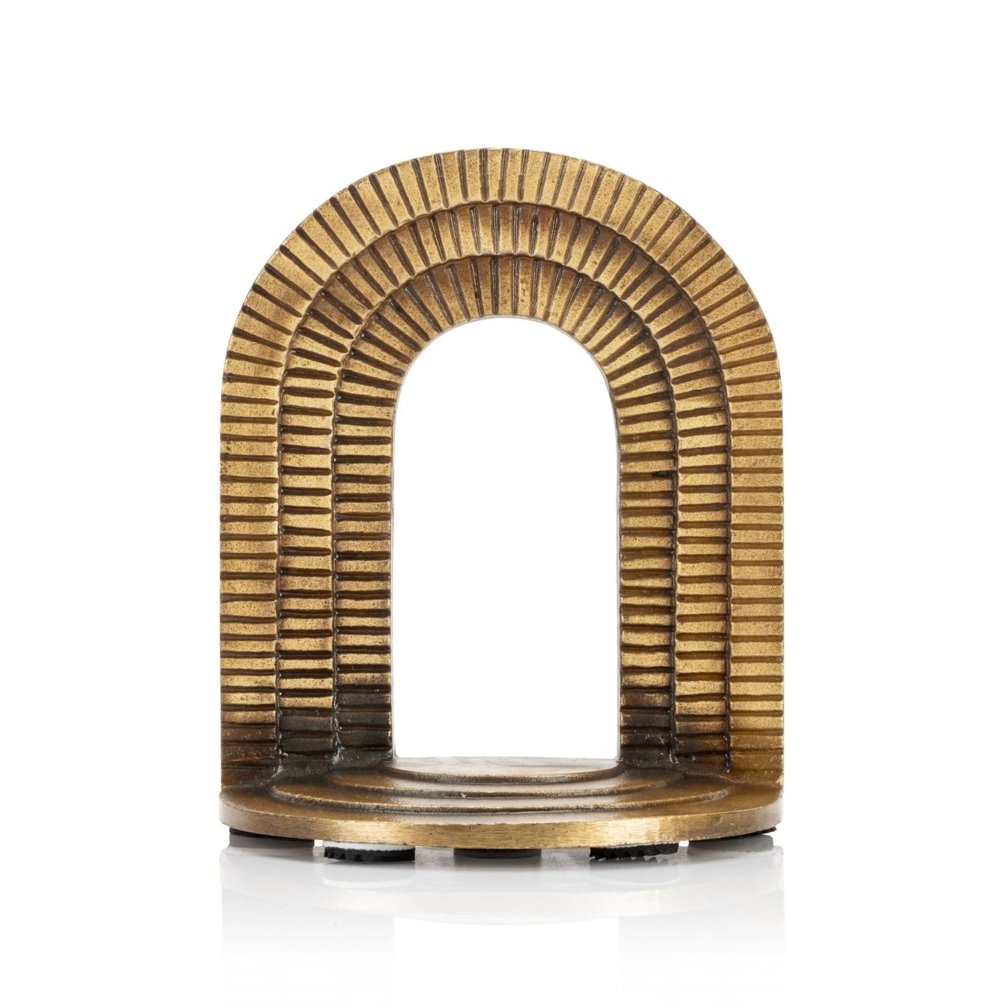 CRAFTSMAN ROAD Brick Arch Bookends Set, Antique Brass Book Ends, 2 Decorative Bookends for Shelves or Bookcase, Cast Iron Bookends, Stylish Brass Bookends, Non-Skid Anti-Slip Heavy Duty Bookends