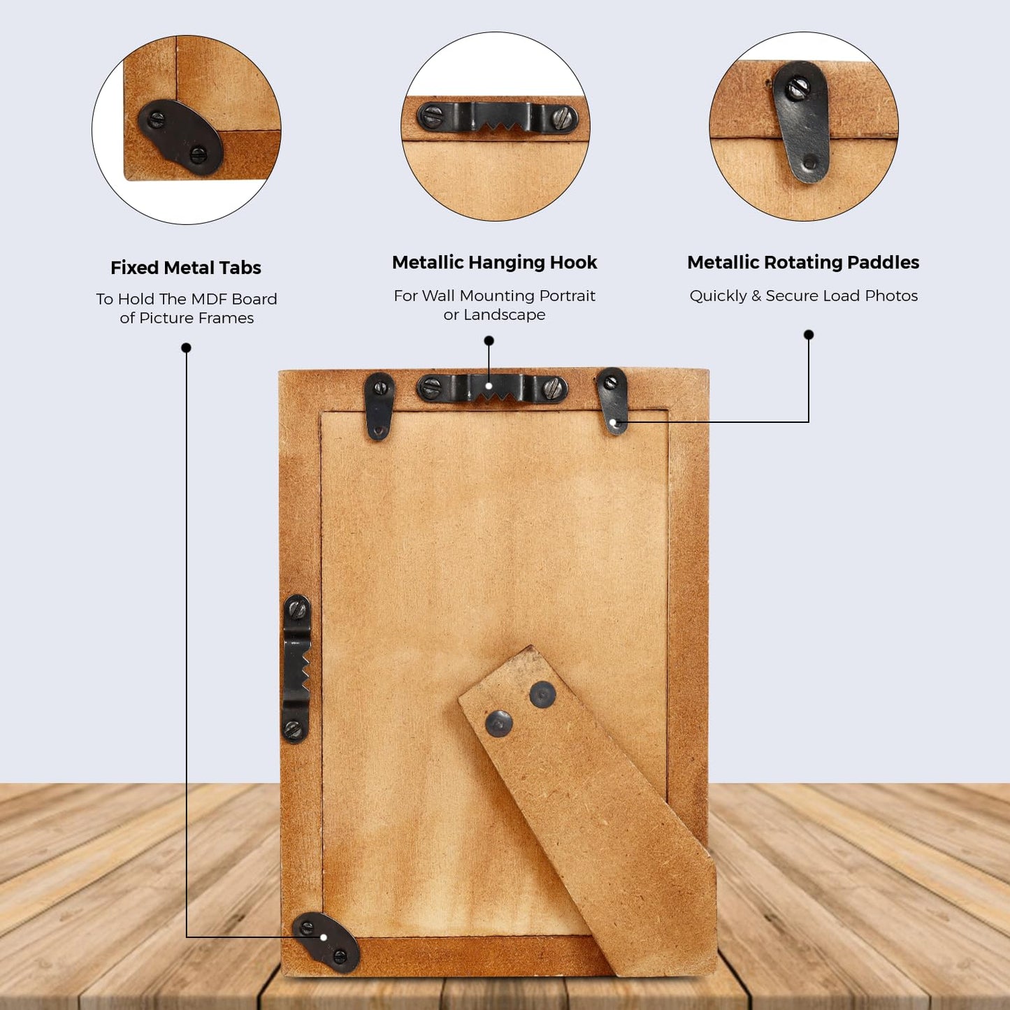 Handicrafts Home Chevron Pattern Inspired 4" x 6" Picture Frames - Chic Boho Wall Décor Photo Frame, Brown White