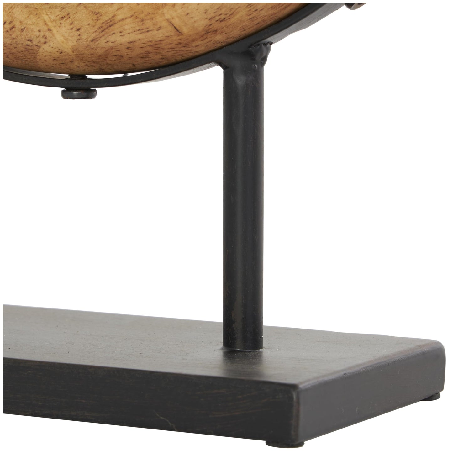 Deco 79 Wood Geometric Decorative Sculpture Circular Ring Home Decor Statues with Black Metal Stands, Set of 2 Accent Figurines 20", 16"H, Brown