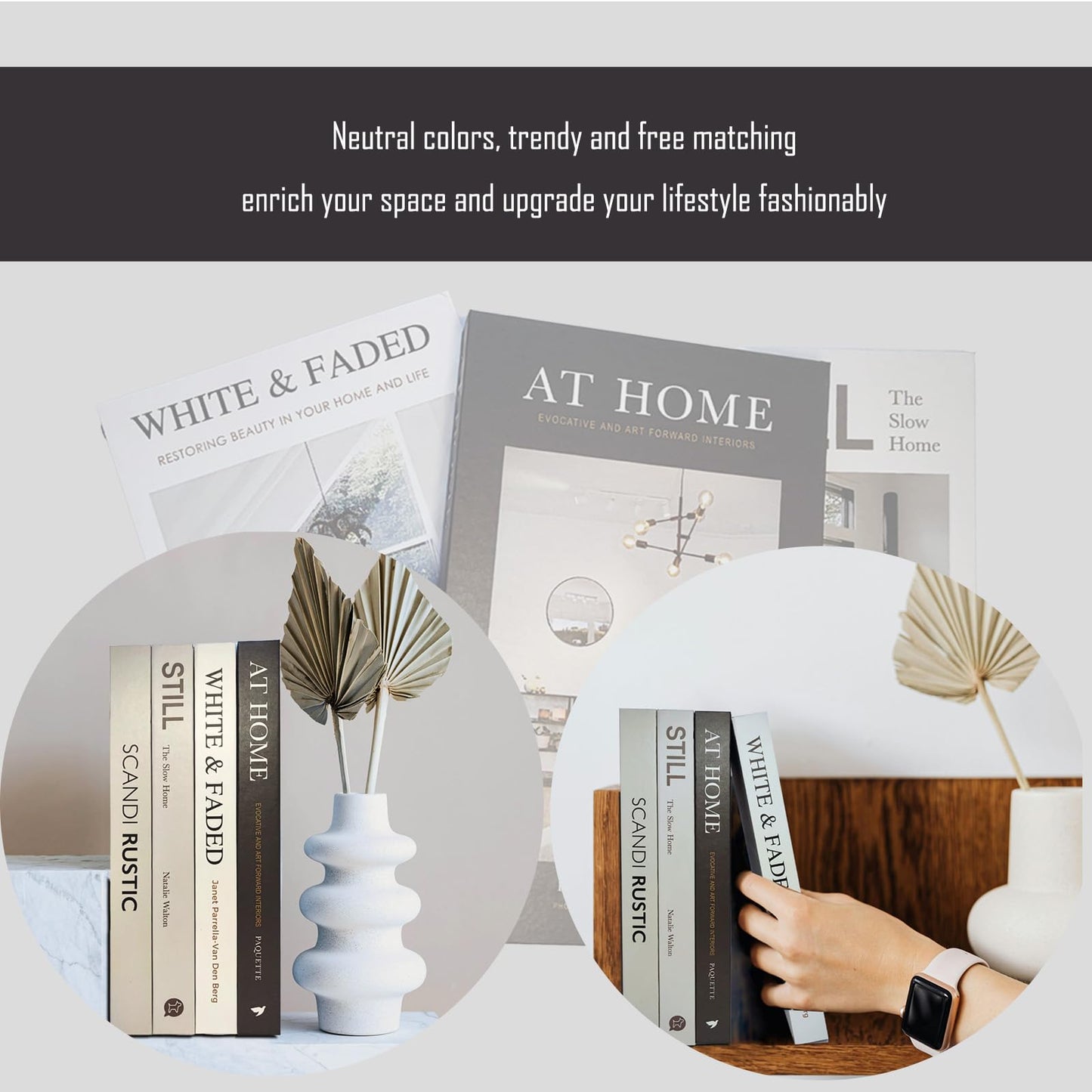 4 Pack Decorative Faux Books Set for Home Aesthetic - Luyseyha Fake Hollow Books Decor for Bookshelf Coffee Table, Living Room, Bedroom