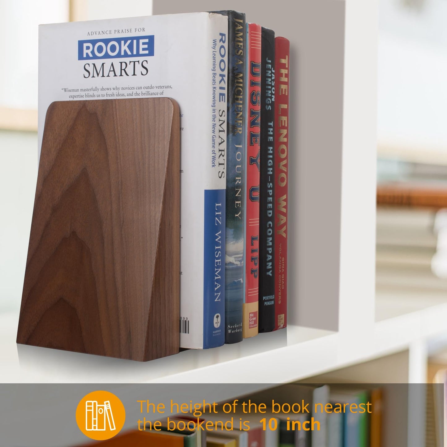 DRELIFAM Walnut Book Ends Heavy Duty Handmade Book Ends for Shelves Decorative Bookends to Hold Heavy Books (Black Walnut Wood Large)