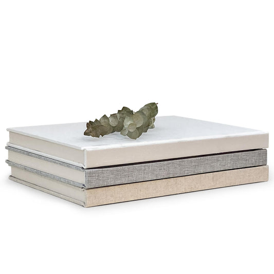 Decorative Book Set | Set of 3 Real Linen Covered Book Set | Extra Large Books | Coffee Table Decor | Shelves Mantle Decor | Modern Home Decoration | Guest Book | Extra Large Journals