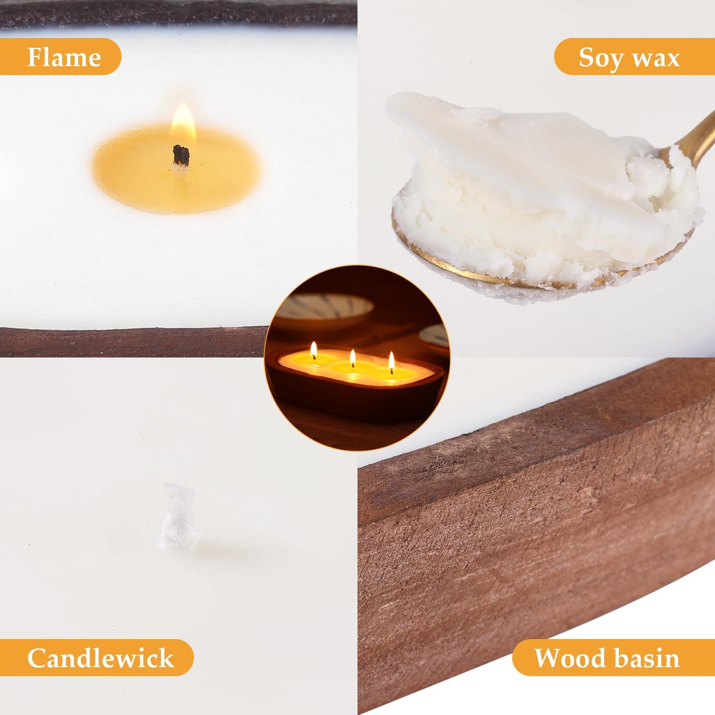 Aromatherapy Candle, SEVEYEE Lavender Candle 5wicks 16oz, Large Wooden Bowl Candles for Women,Girl Birthday Gift,12inch