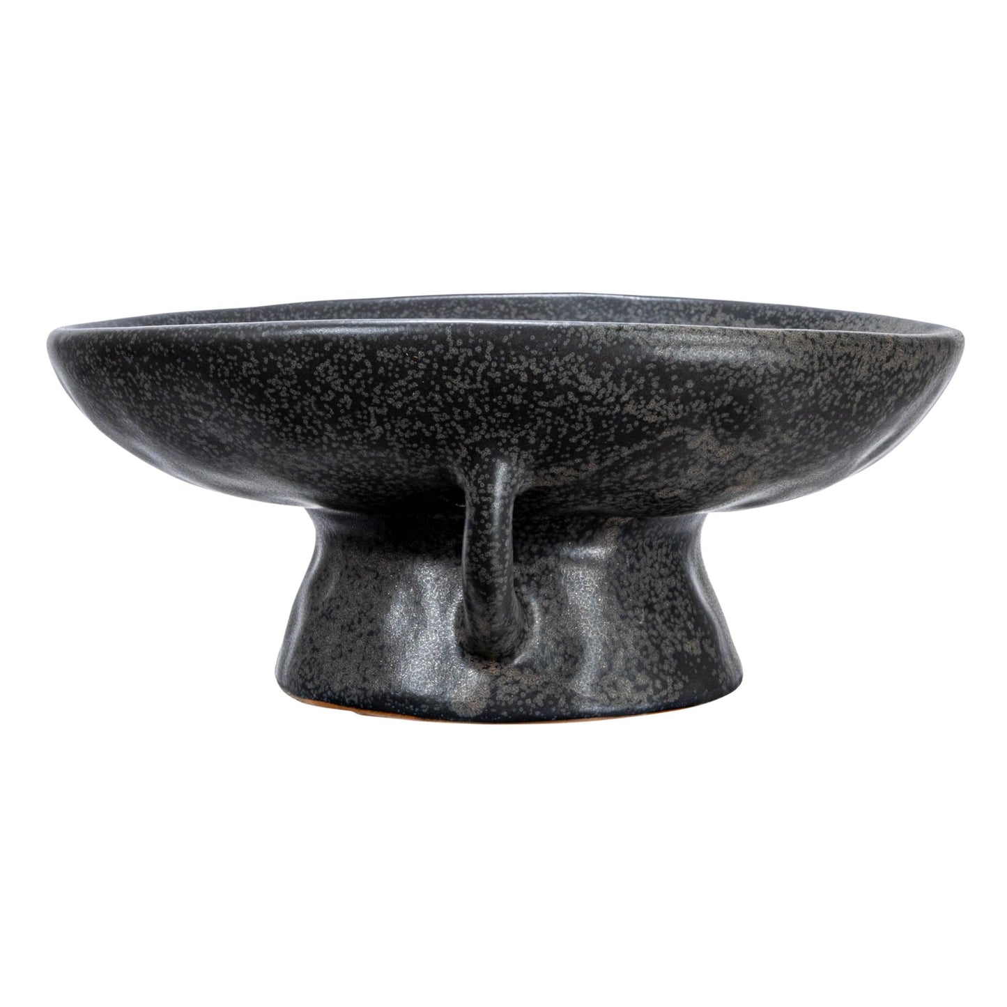 Creative Co-Op Stoneware Bowl with Handle and Base, Black Reactive Glaze