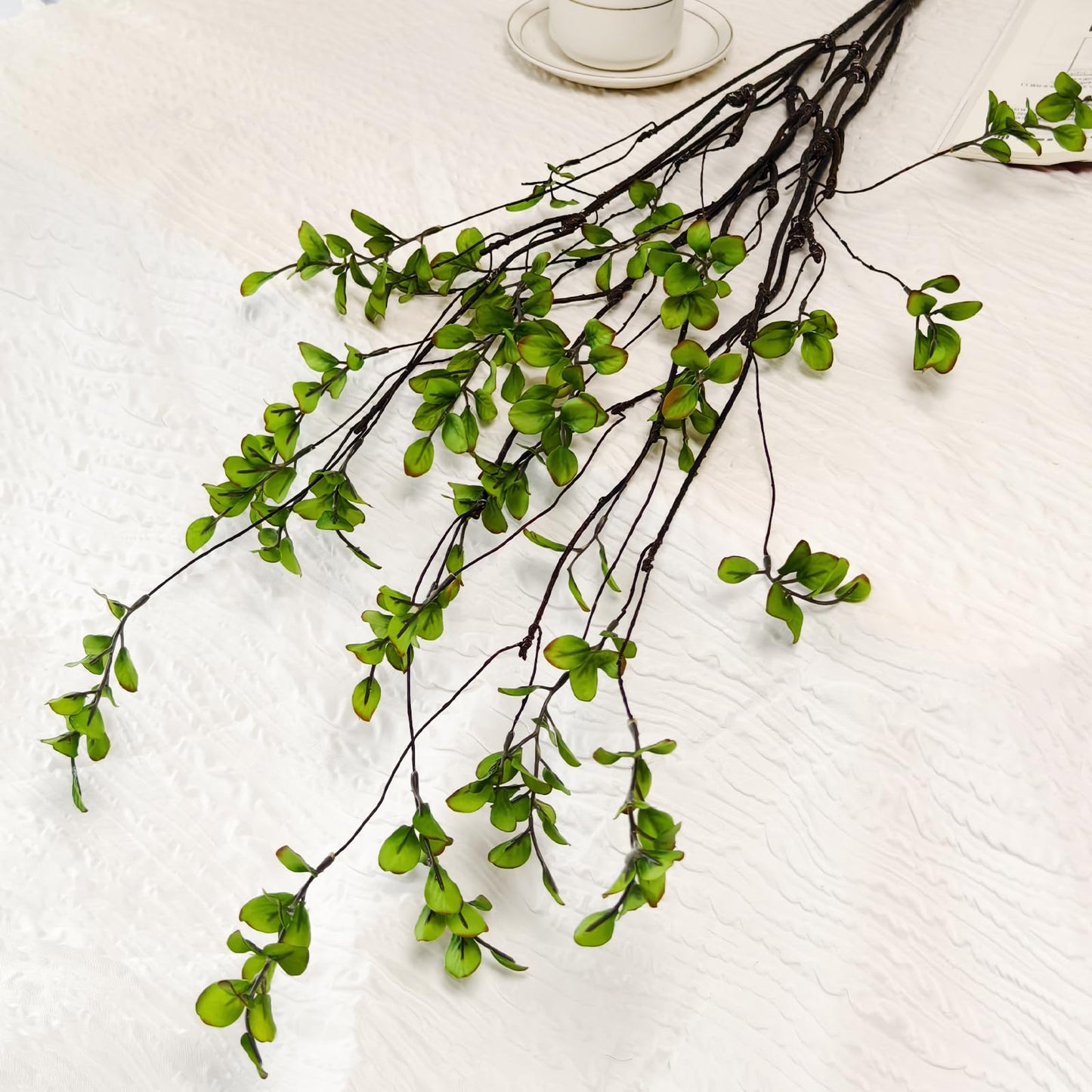 4 Pcs Artificial Ficus Branches Faux Eucalyptus Stems, 47.2 Inch Fake Greenery Stems Artificial Plants for Vase Filler Decoration, Fake Leaves Branches Centerpieces Decor