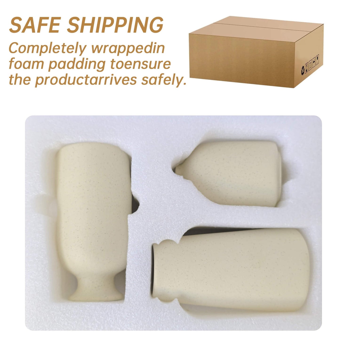 LOJAYUVE Beige Ceramic Vases Set of 3 for Pampas Grass & Dried Flowers, Creative Modern Boho Farmhouse Décor, Small Ceramic Vase for Shelf, Desk, Bookshelf and Entryway