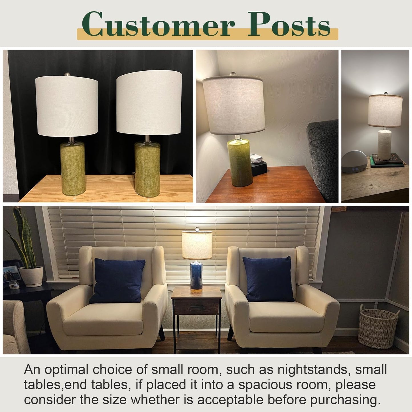 G-SAFAVA 20.25/inch Modern Ceramic Table lamp Set of 2 Small Farmhouse Bedside lamp Dark Grey Nightstand Lamp End Table Lamps for Living Room Bedroom Study Office AMZ-T1109DG0