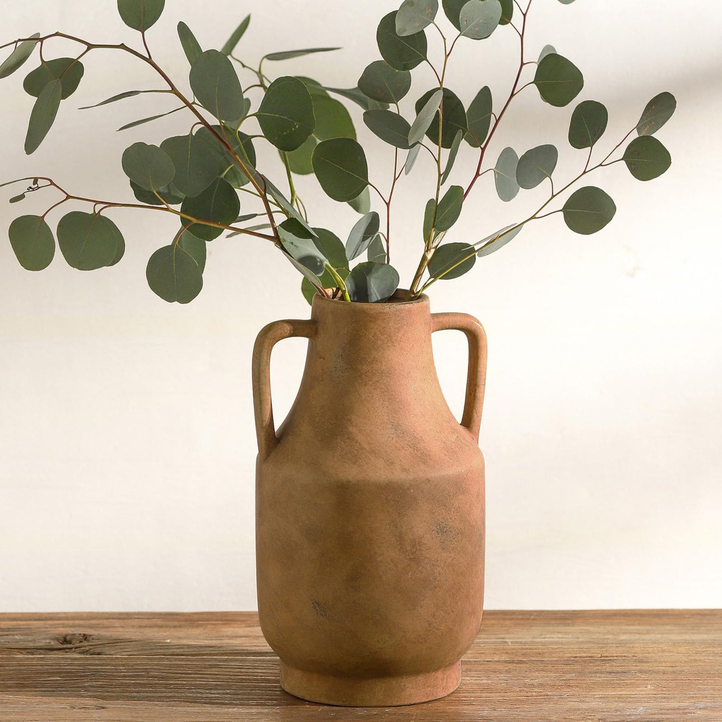 11 inch + 9.7 inch Rustic Farmhouse Vase for Home Decor, Decorative Pottery Flowers Vase for Mantel, Entryway, Living Room, Table