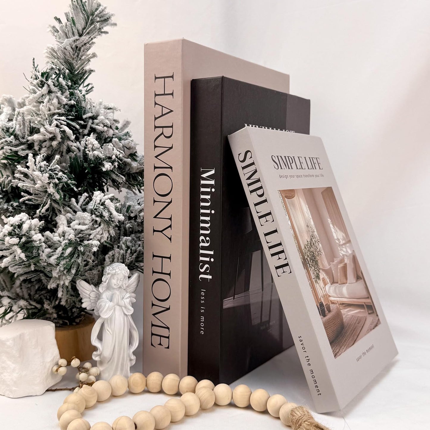 TwoDays Beautiful Coffee Table Books, Neutral Fashion Decorative Books for Home Bookshelf, Modern Room Decor Aesthetic, Fake Faux Book Storage Boxes for Decoration (Set of 3)