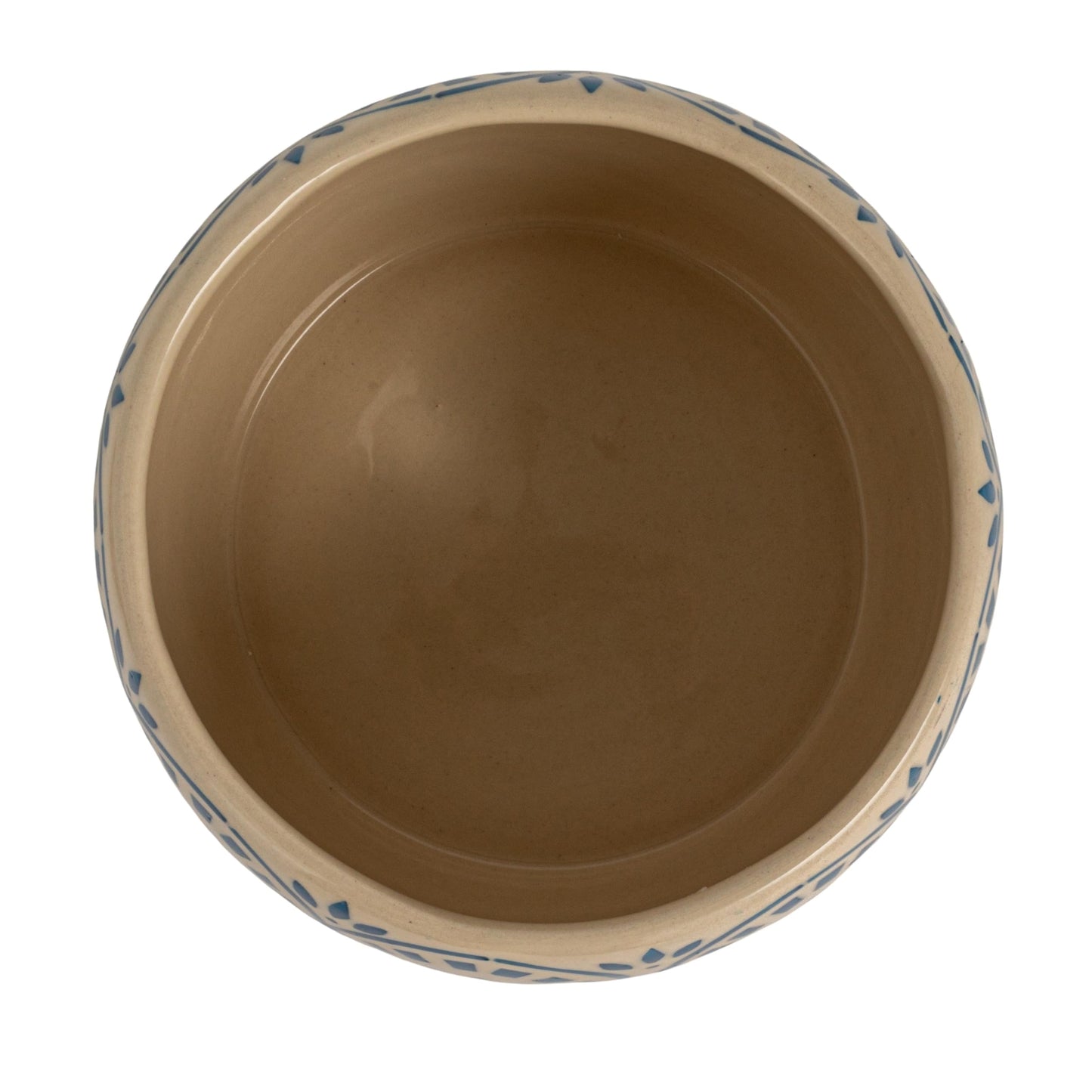 Creative Co-Op Stoneware Canister with Lid, Cream Color, Blue and Natural