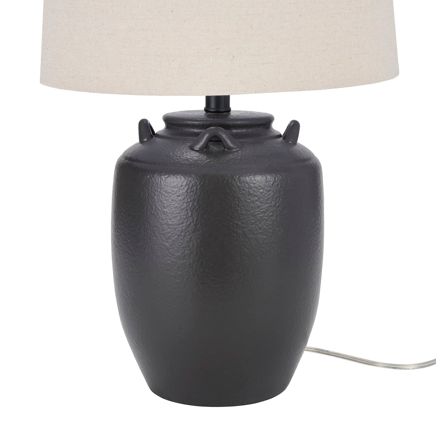 Nourison Home 24" Black Farmhouse Ceramic Pottery Jug Table Lamp for Bedside Table, Living Room, Office, Entryway