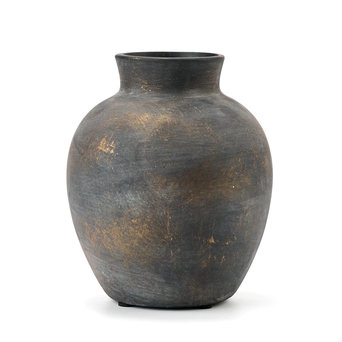 SIDUCAL Ceramic Decorative Flower Vase | 6 Inch Pottery Rustic Farmhouse | Boho | Terracotta Vase for Home Decor, Table, Living Room, Bathroom, Shelf, Mantel Decoration, Bronze