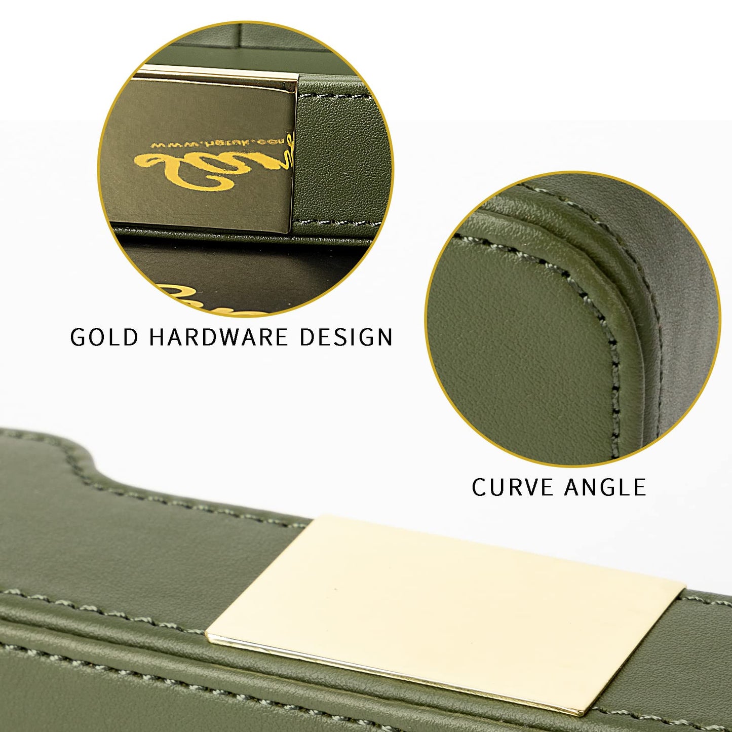 SANZIE Luxury Leather Tray Desktop Storage Catchall Organizer Decorative Tray for Entryway Table to Hold Jewelry Watch Keys Phone Wallet (Metal Glided, Green)