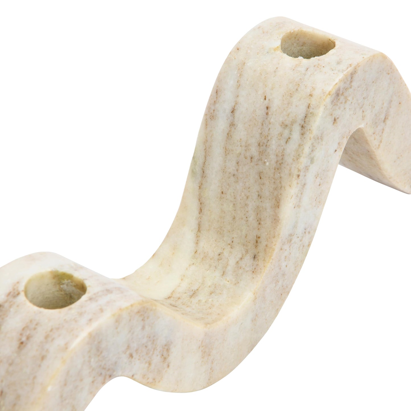 Bloomingville Marble Wave Double Taper Candle Holder, Beige