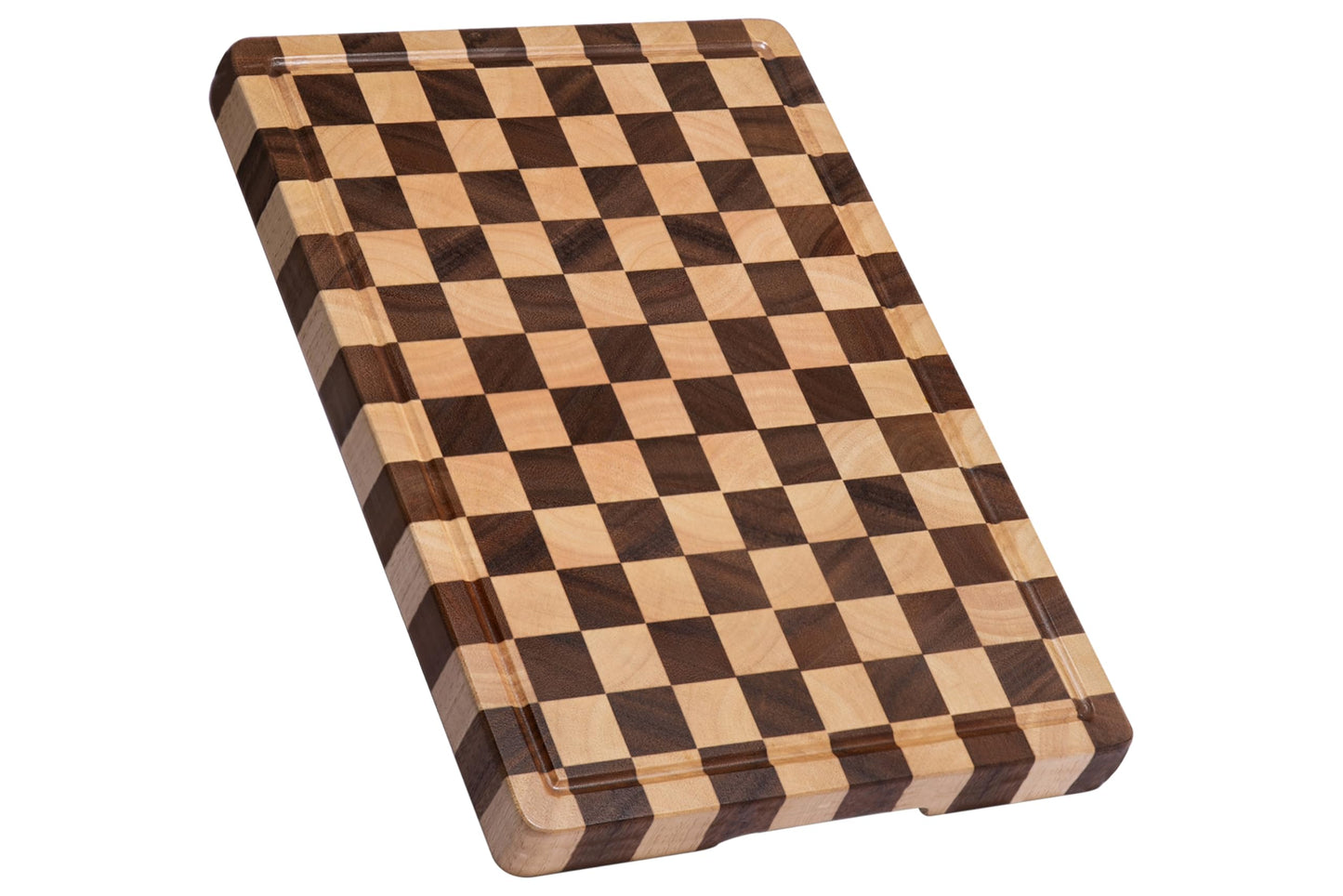 THETCHRY Cutting Boards for Kitchen, Design in USA Large Acacia Wood Chopping Board, Checkered Cutting Board with Juice Grooves & Handles, Butcher Block Serving Tray with Gift Box 16.5" x 11.6" x 0.8"