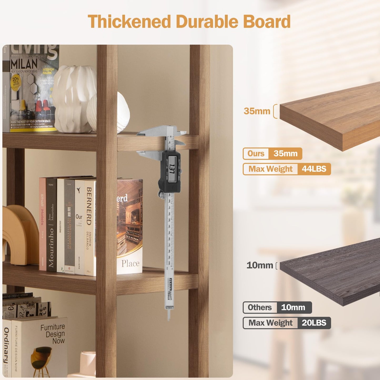 SICOTAS Bookshelf 5 Tier Book Shelf Rattan Boho 71" Tall Bookcase with Doors Storage Shelves Large Bookshelves Farmhouse Bookcases Library Book Case for Living Room Bedroom Home Office Kitchen