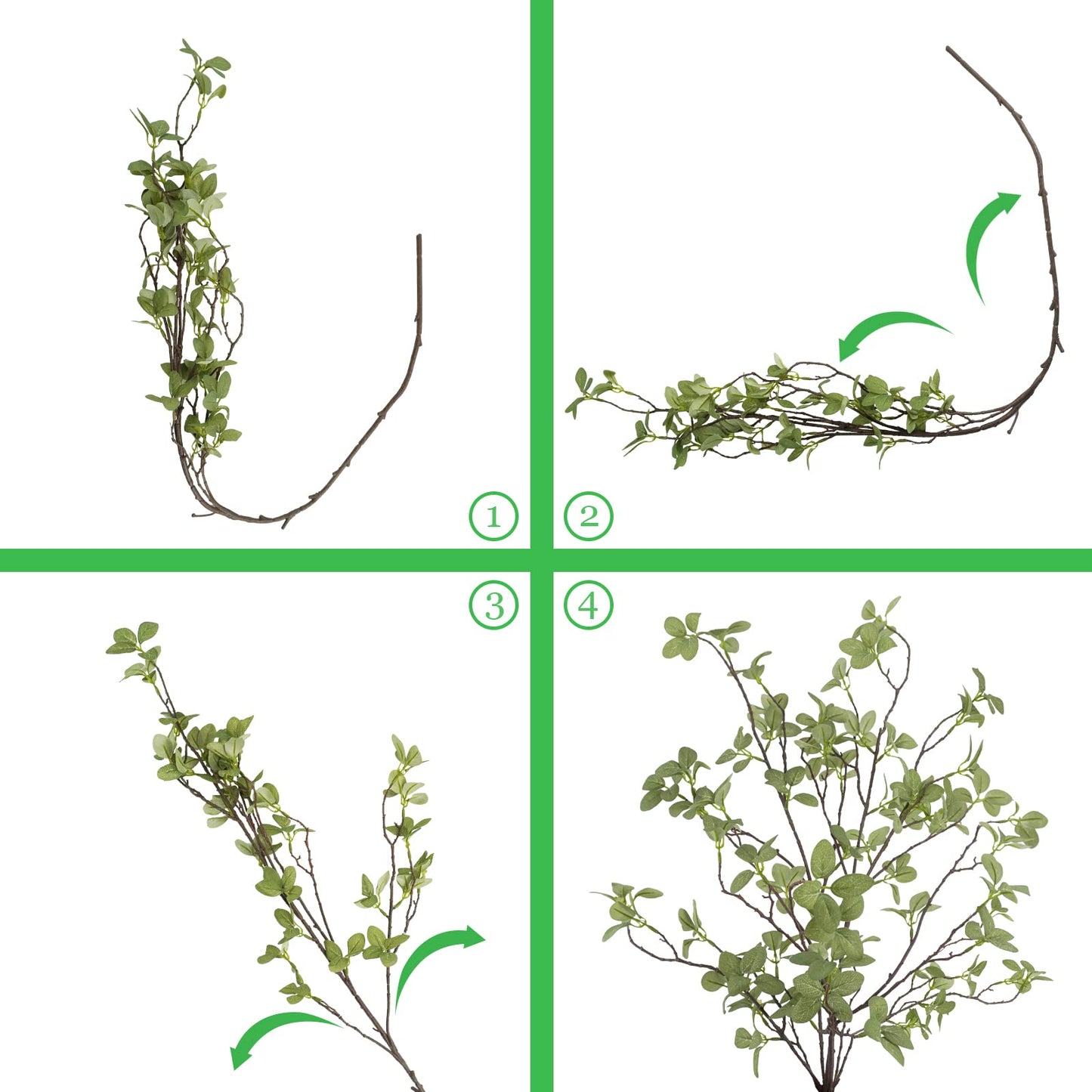 Ruidazon 2 pcs Artificial Greenery Stems, 41.3’’ Tall Fake Plants Branches Faux Greenery Ficus Twig Leaf for Home Garden Shop Office Desk Decoration