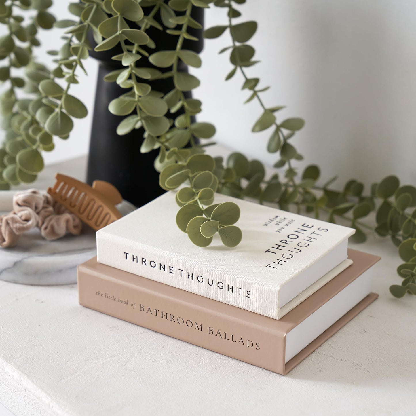 KIBAGA Beautiful Bathroom Decor Books – Set of 2 Modern Books for Your Bath Shelf - Funny Restroom Decor and Accessories to Add Charm and Humor to Your Space