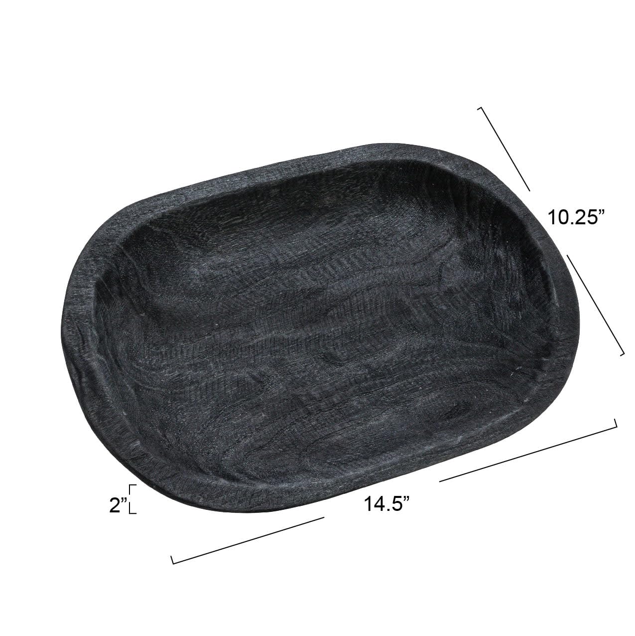 Bloomingville Hand-Carved Paulownia Wood Bowl, Black