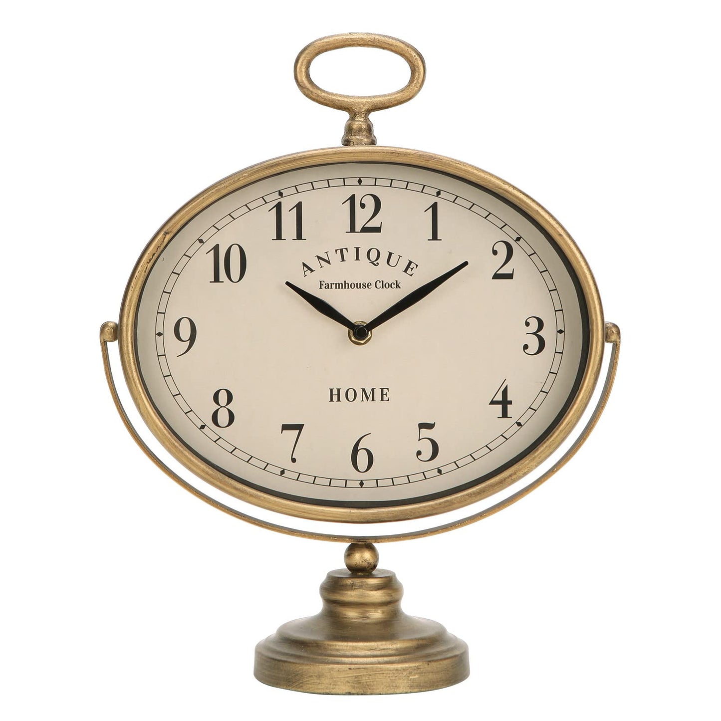 NIKKY HOME Antique Table Clock, Gold Retro Desk Clock with Silent-Non-Ticking Battery Operated Rustic Desk Clock for Living Room, Tabletop, Countertop