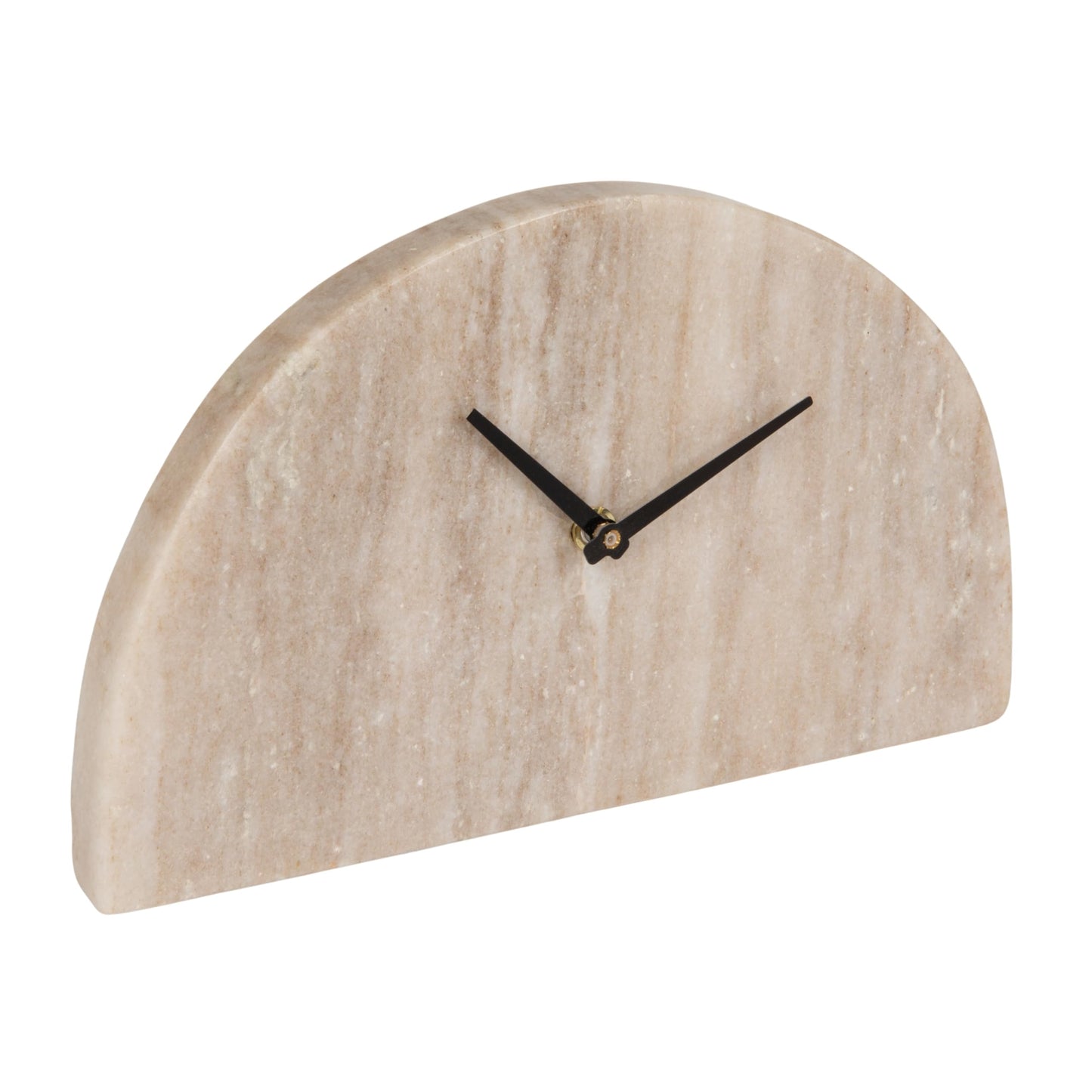 Bloomingville Decorative Half Moon Marble Mantel Clock, Beige and Black