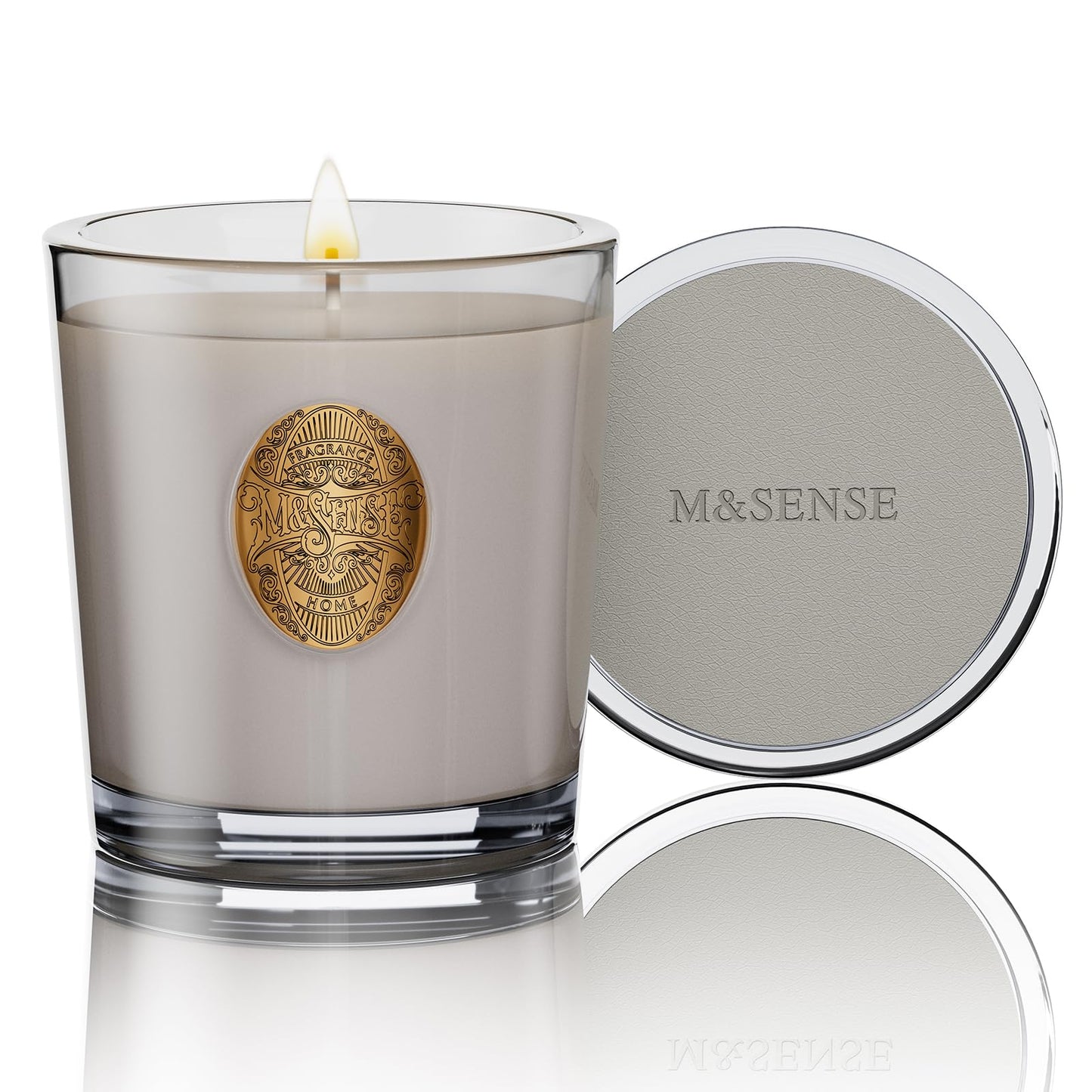 M&SENSE Natural Soy Candle | Coconut & Gray | 9.2 oz, 50H Burn Time | Luxury Scented Candle for Relaxation, Gifting, Home Décor | Ideal for Bedroom, Office, Party Ambiance