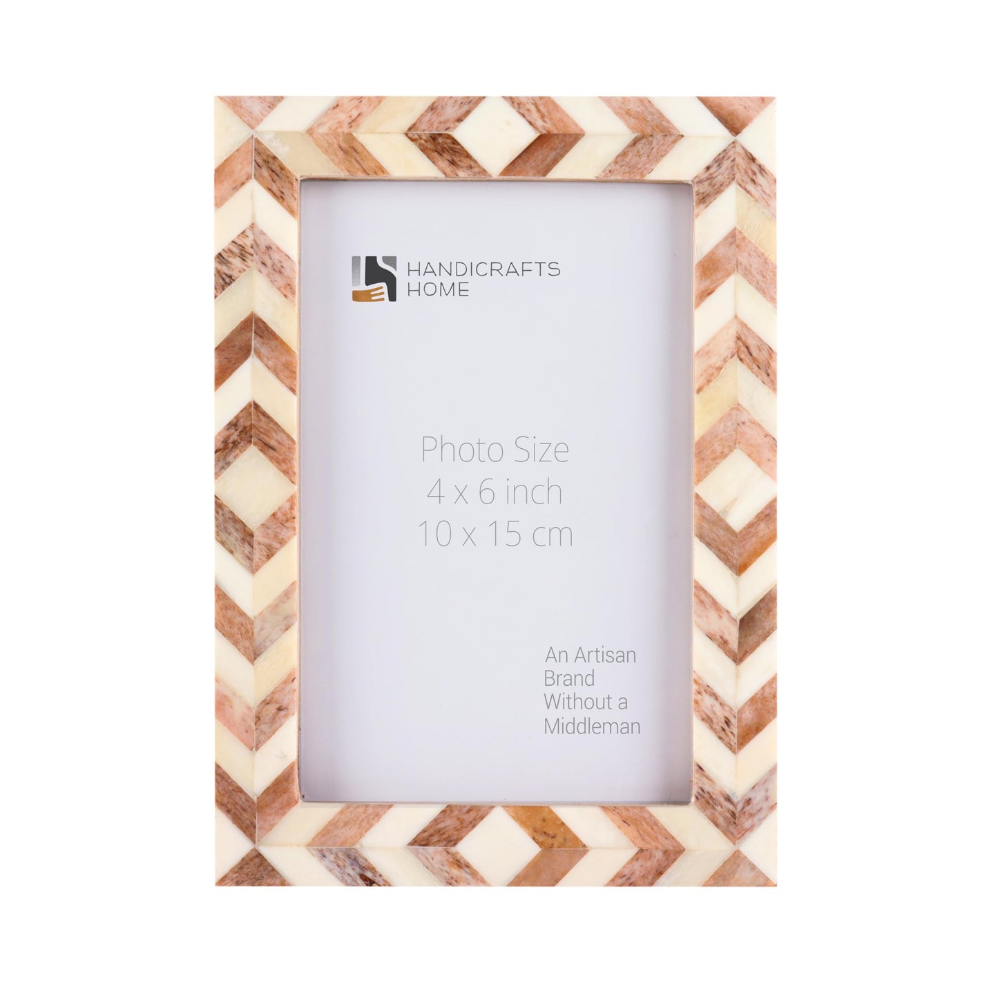 Handicrafts Home Chevron Pattern Inspired 4" x 6" Picture Frames - Chic Boho Wall Décor Photo Frame, Brown White