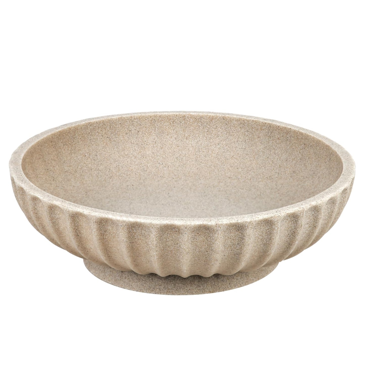 Large Decorative Bowl - Fruit Bowl for Kitchen Counter - Modern Decorative Bowl for Home Decor,Key Bowl for Entryway Table - Artificial Stone Beige