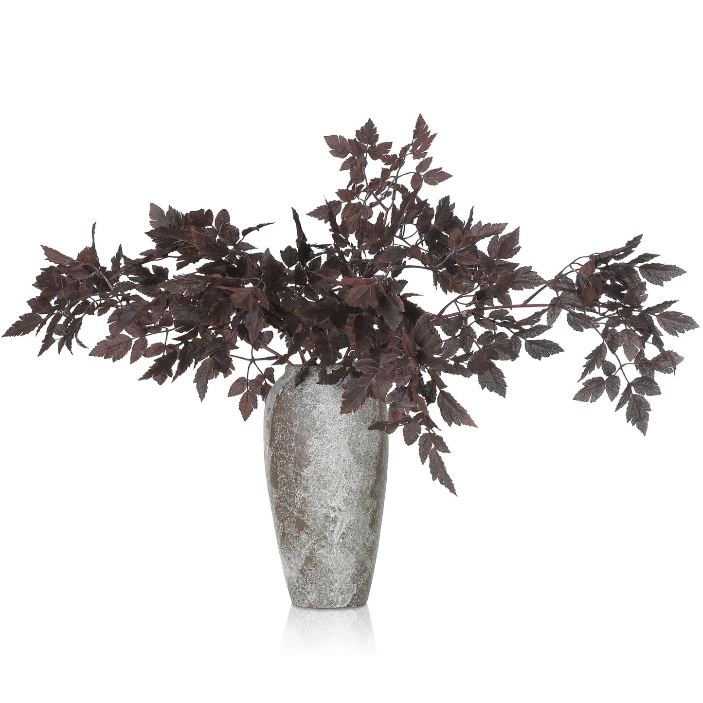 Lyrow 3 Pack Artificial Cimicifuga Plant Leaf Spray Faux Plum Cimicifuga Ramosa Leaf Branch Faux Fall Spray Silk Plants for Home Vase Wedding Garden Farmhouse Table Mantel Decor (32 Inches)