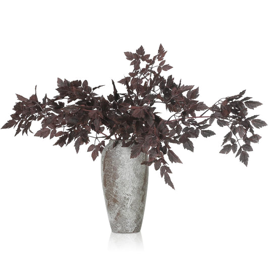 Lyrow 3 Pack Artificial Cimicifuga Plant Leaf Spray Faux Plum Cimicifuga Ramosa Leaf Branch Faux Fall Spray Silk Plants for Home Vase Wedding Garden Farmhouse Table Mantel Decor (32 Inches)