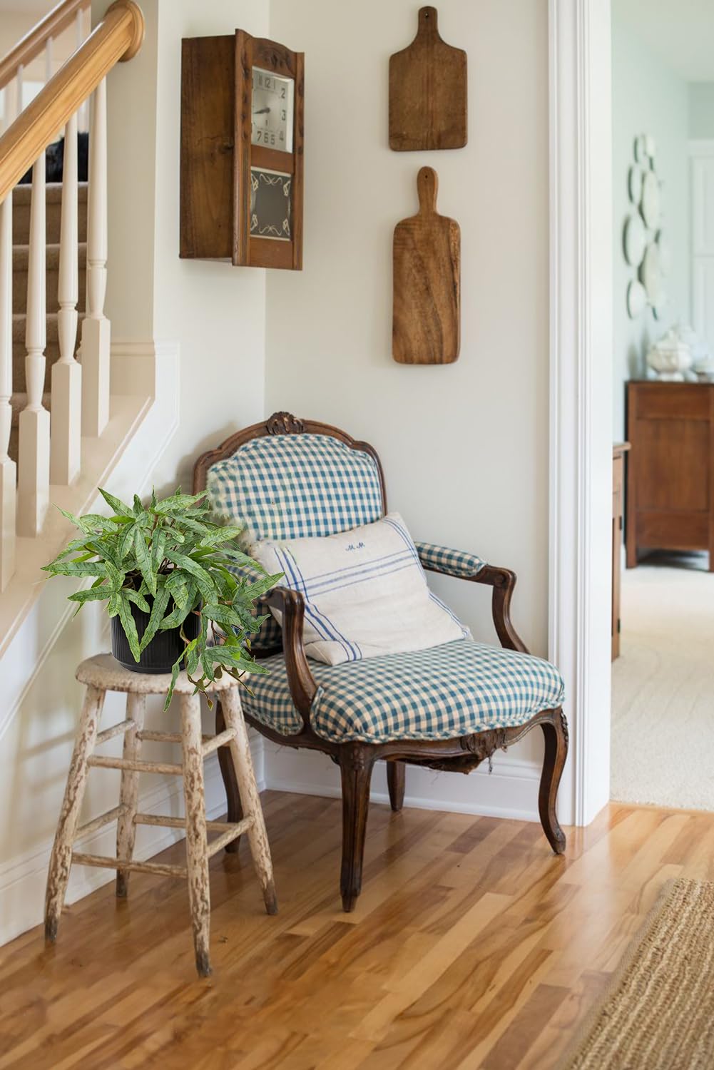 Briful Faux Plants Indoor 9'' Artificial Potted House Plant with Black Ceramic Pot Fake Pteris Cretica Fern Plant for Home Office Room Desk Shelf Decor Indoor