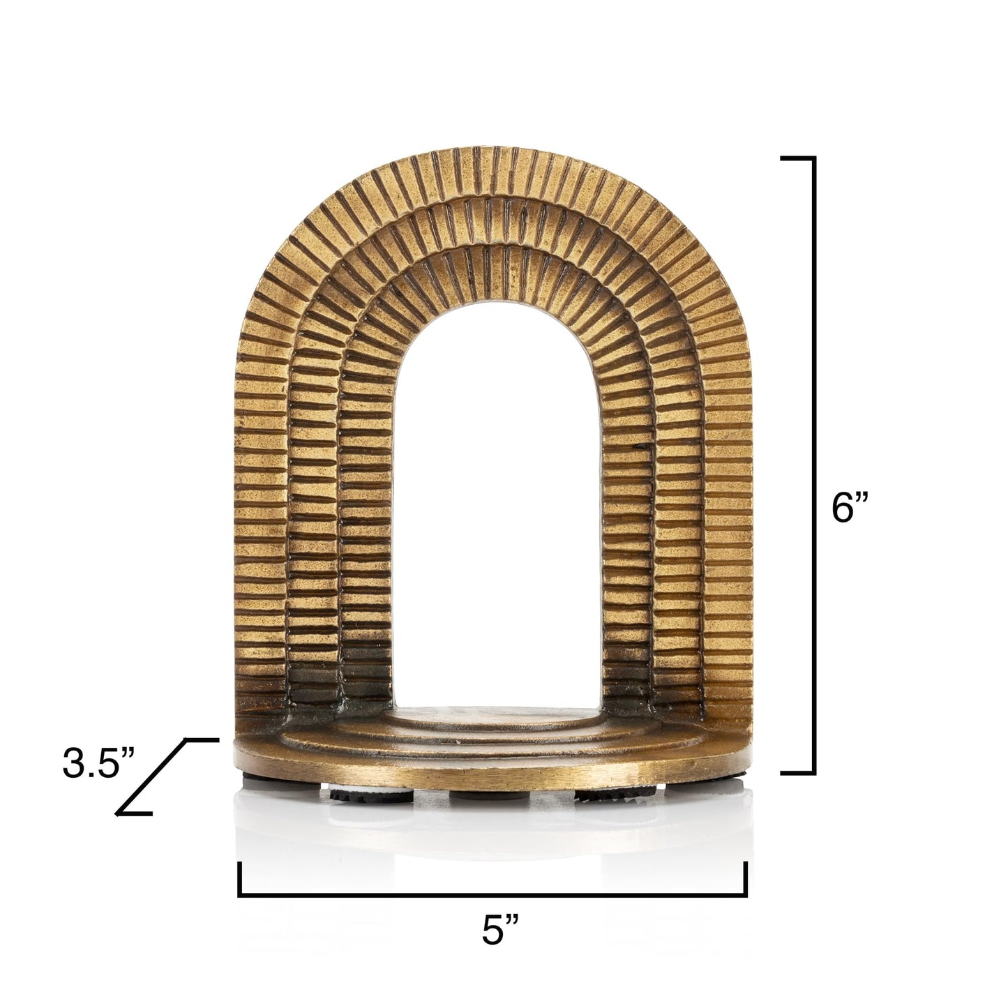 CRAFTSMAN ROAD Brick Arch Bookends Set, Antique Brass Book Ends, 2 Decorative Bookends for Shelves or Bookcase, Cast Iron Bookends, Stylish Brass Bookends, Non-Skid Anti-Slip Heavy Duty Bookends