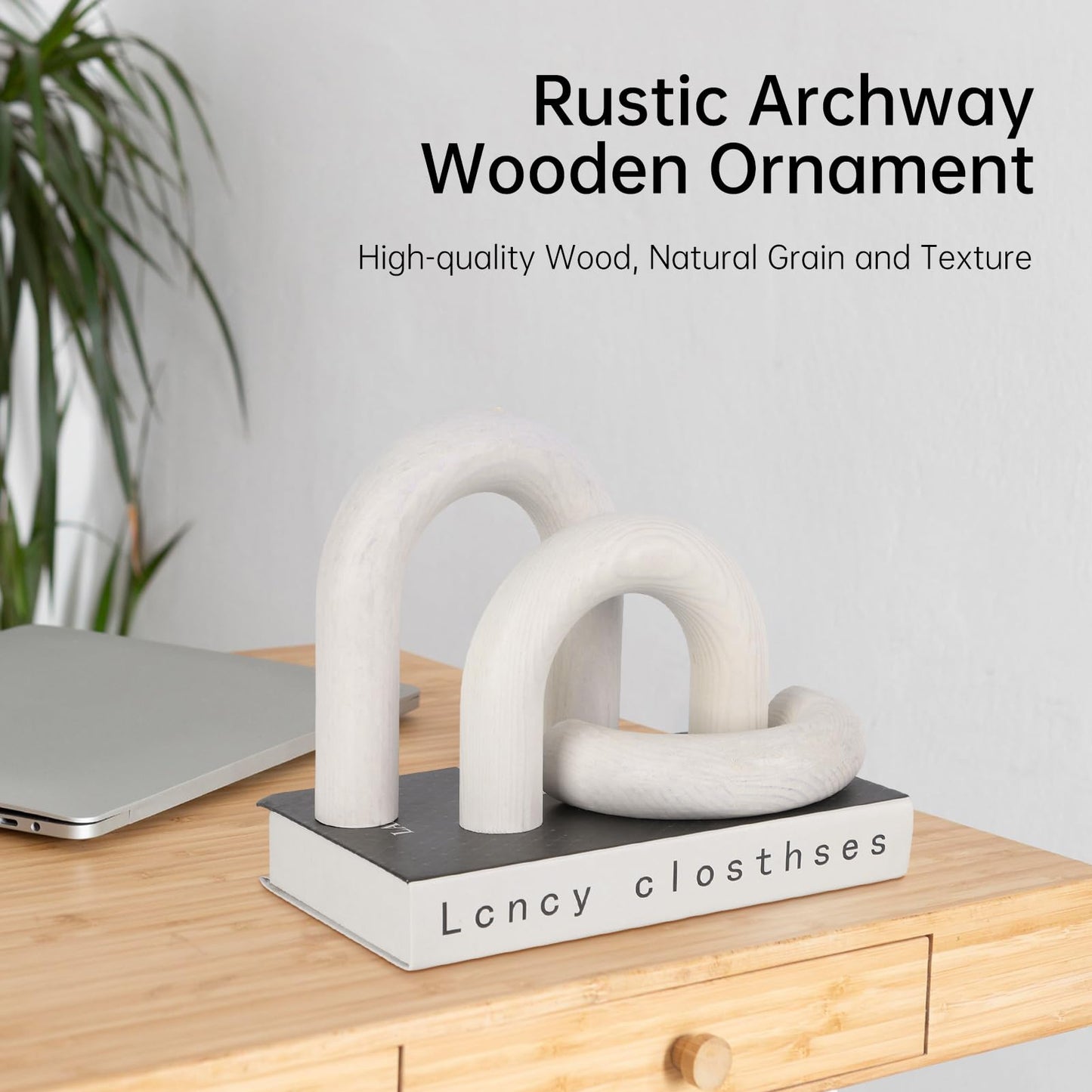 Yunjuhop 3 Pcs Wood Arch Shelf Accents for Coffee Table Decorations, Farmhouse Boho Arch Decor, Bedroom Office Desk Living Room Bookshelf Modern Home Decor (White)