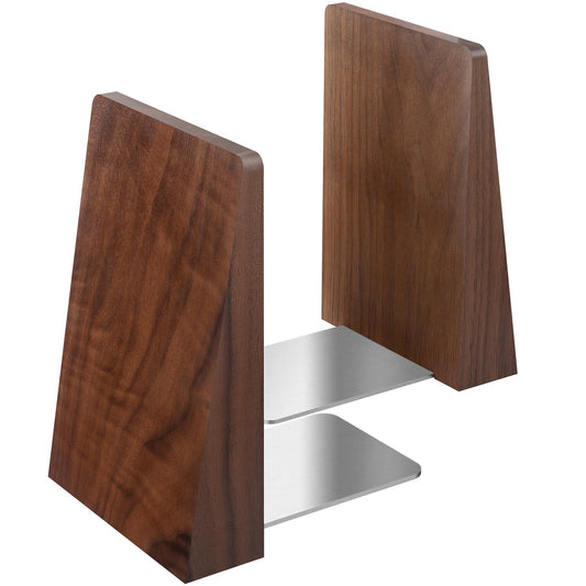 DRELIFAM Walnut Book Ends Heavy Duty Handmade Book Ends for Shelves Decorative Bookends to Hold Heavy Books (Black Walnut Wood Large)