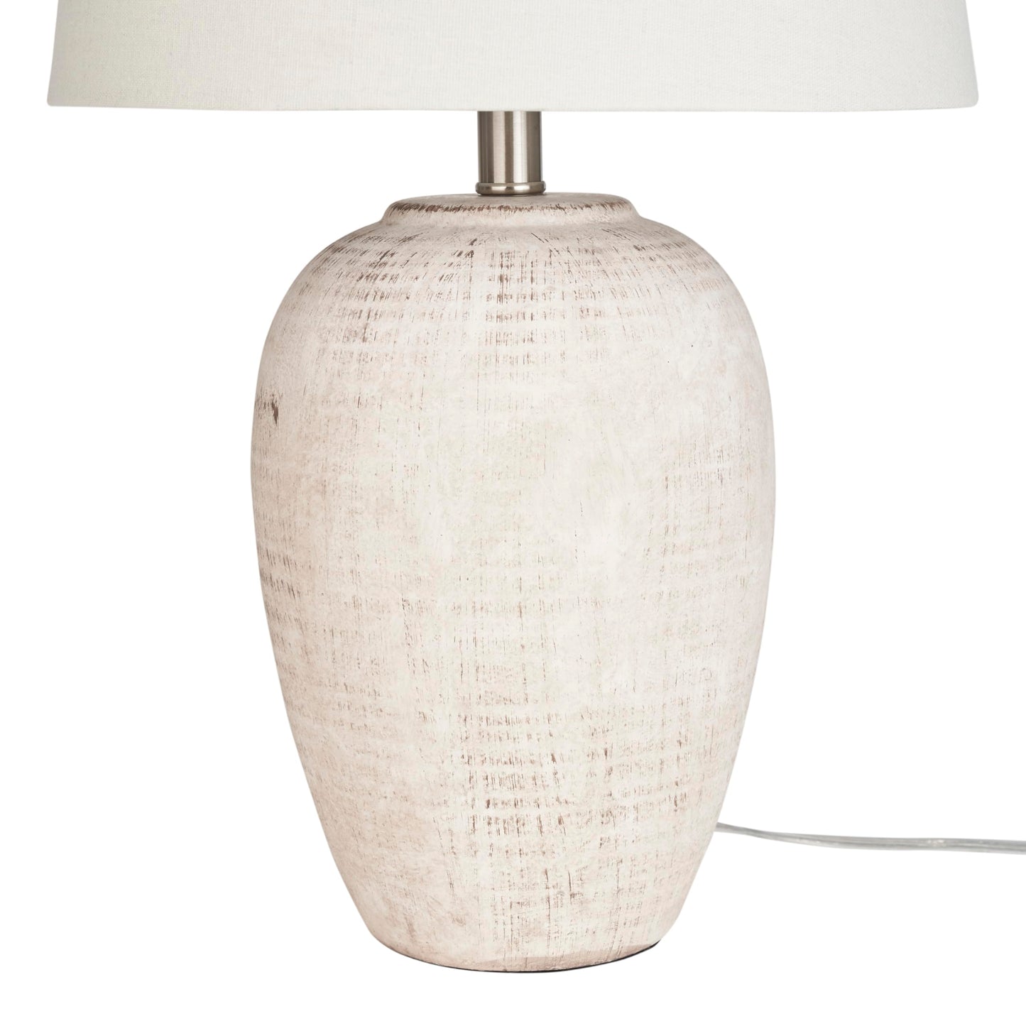 Nourison Home 23" Distressed Cream/Beige Rustic Ceramic Jar Table Lamp for Bedroom, Living Room, Dining Office, with Ivory Shade