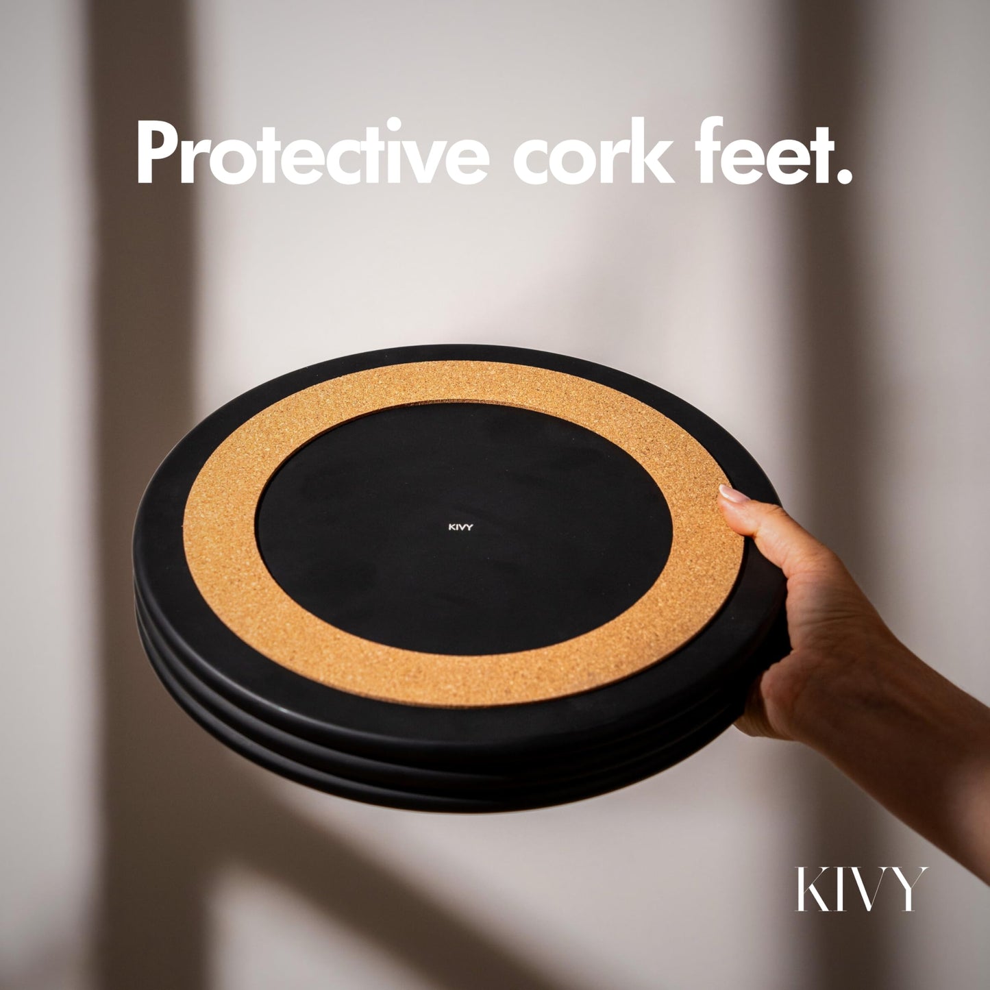 KIVY Round Decorative Concrete Tray 11x1,5 Inch - Modern Circle Coffee Table Bowl - Home Decor Table Tray for Livingroom & Bedroom - Modern Decorative Trays - Black Flat Bowl - Centerpiece Trays