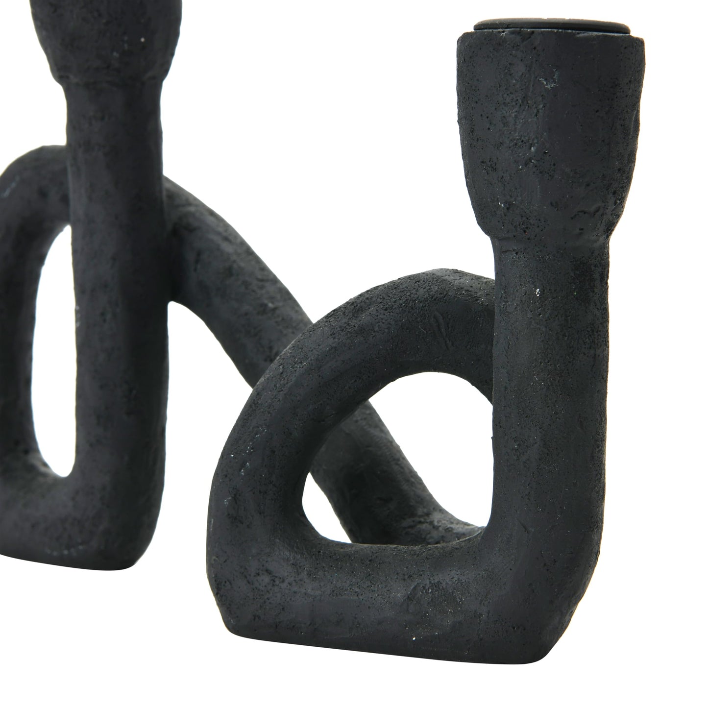Bloomingville Modern Sculptural Double Taper Candle Holder, Black