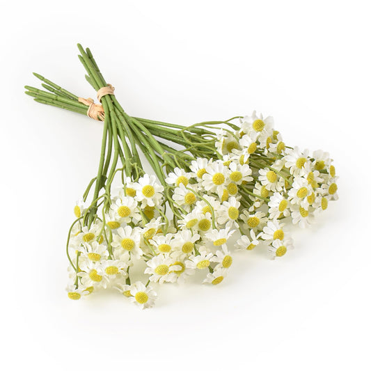 Hanycon 2 Bundles Small Artificial Daisy Flowers Bouquet Faux Silk Tiny Daisy Flowers for Home Garden Vase Decor (White)
