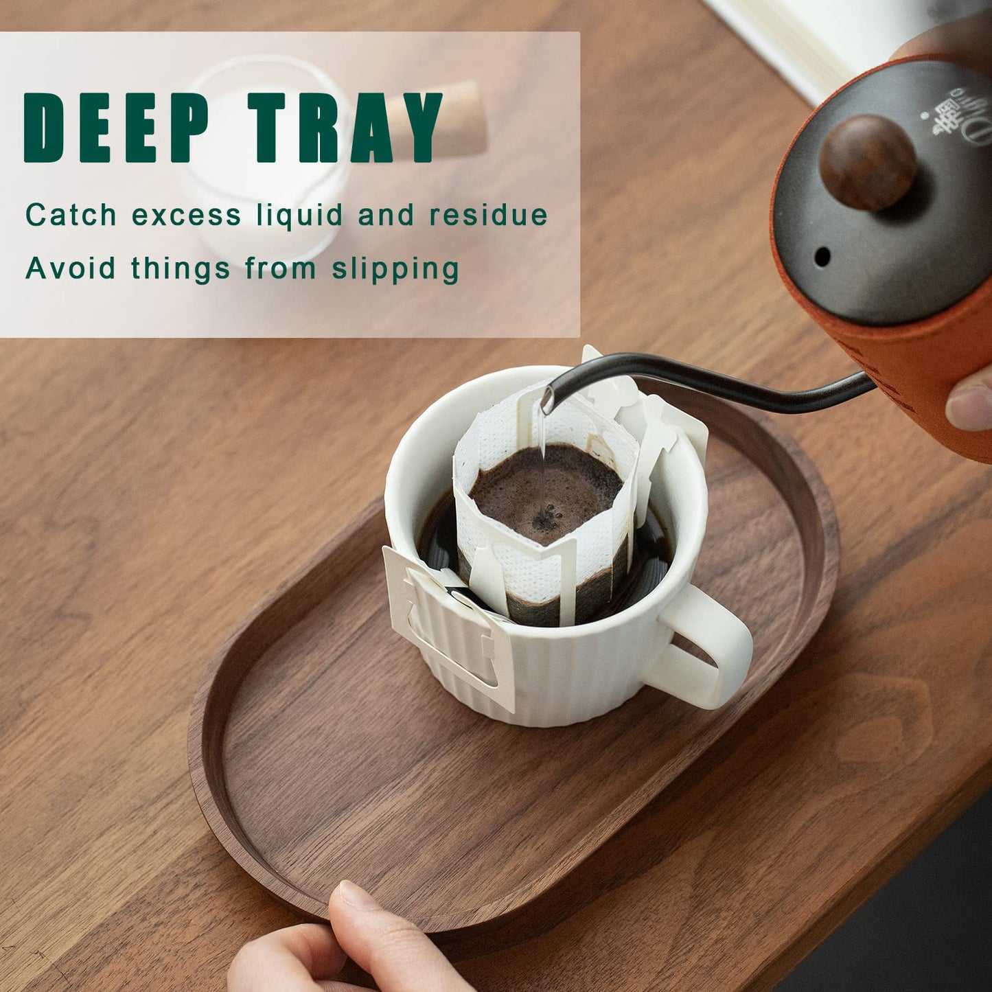 Vandroop Mini Serving Trays for Parties, Small Decorative Tray for Tea＆Coffee, Oval Wooden Plates for Serving Food for Appetizer＆Vegetables for Bathroom 7.8"×4.6" (Walnut, Set of 2)