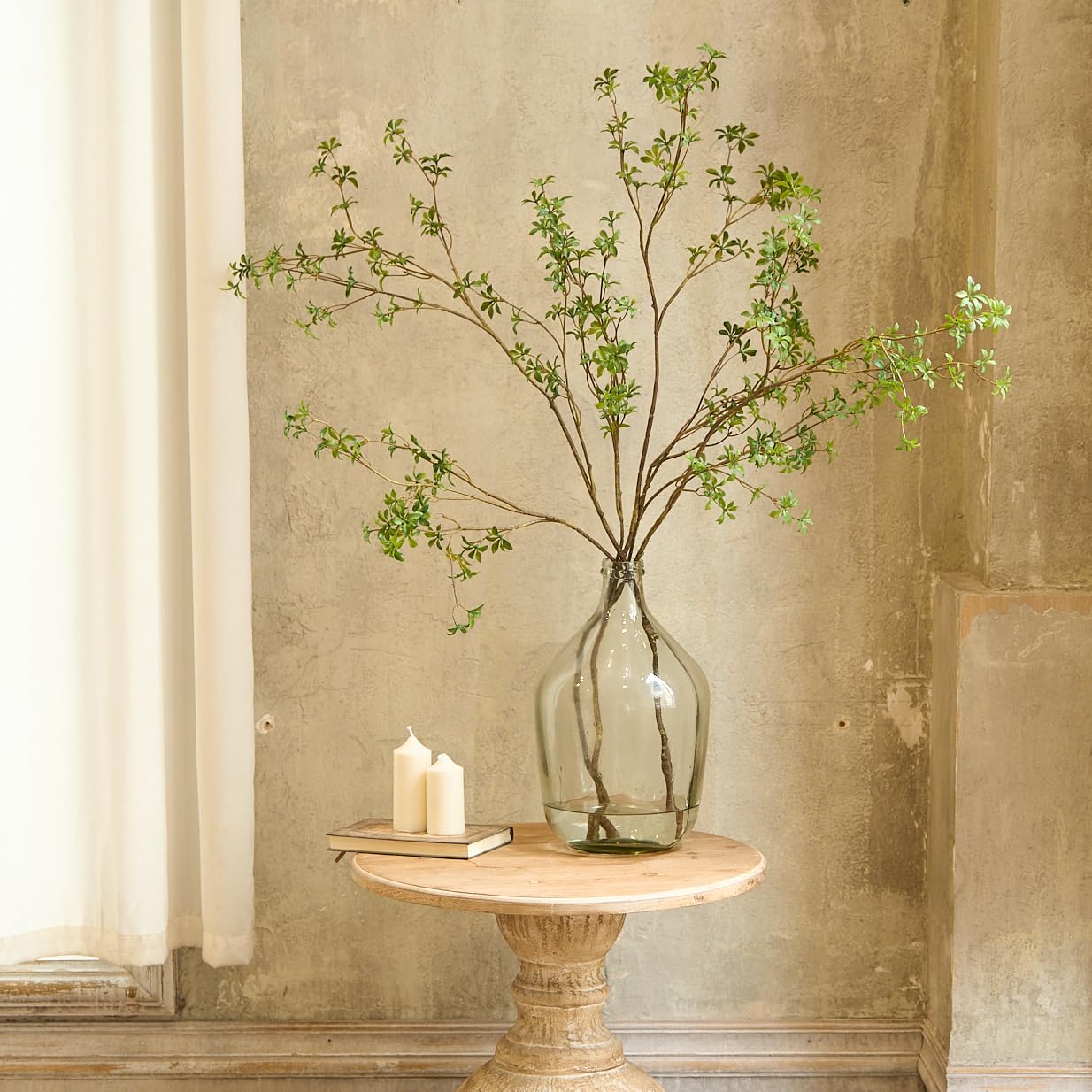 Avoeco Artificial Greenery Stems, 47”Tall Fake Plants Branches, Real Touch Faux Enkianthus Perulatus Twig Leaf for Home Garden Office Wedding Vase Filler Shop Decoration (3 Packs-Green)