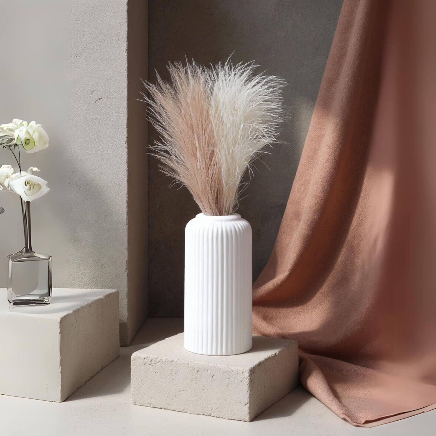 Modern Ribbed Ceramic Vase
