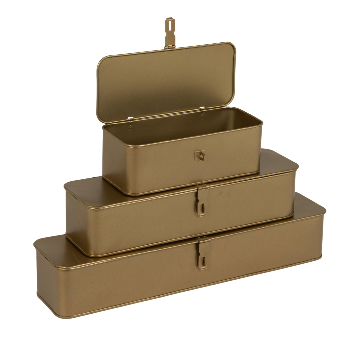 Decorative Metal Boxes with Gold Finish (Set of 3 Sizes)