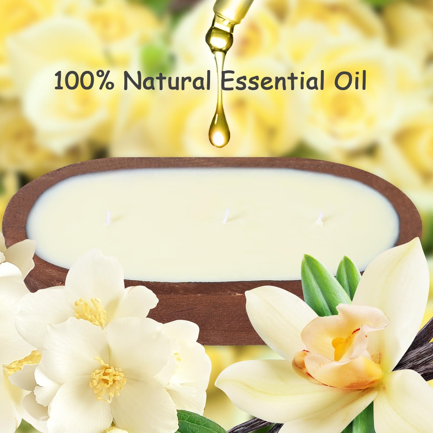 Aromatherapy Candle, SEVEYEE Lavender Candle 5wicks 16oz, Large Wooden Bowl Candles for Women,Girl Birthday Gift,12inch