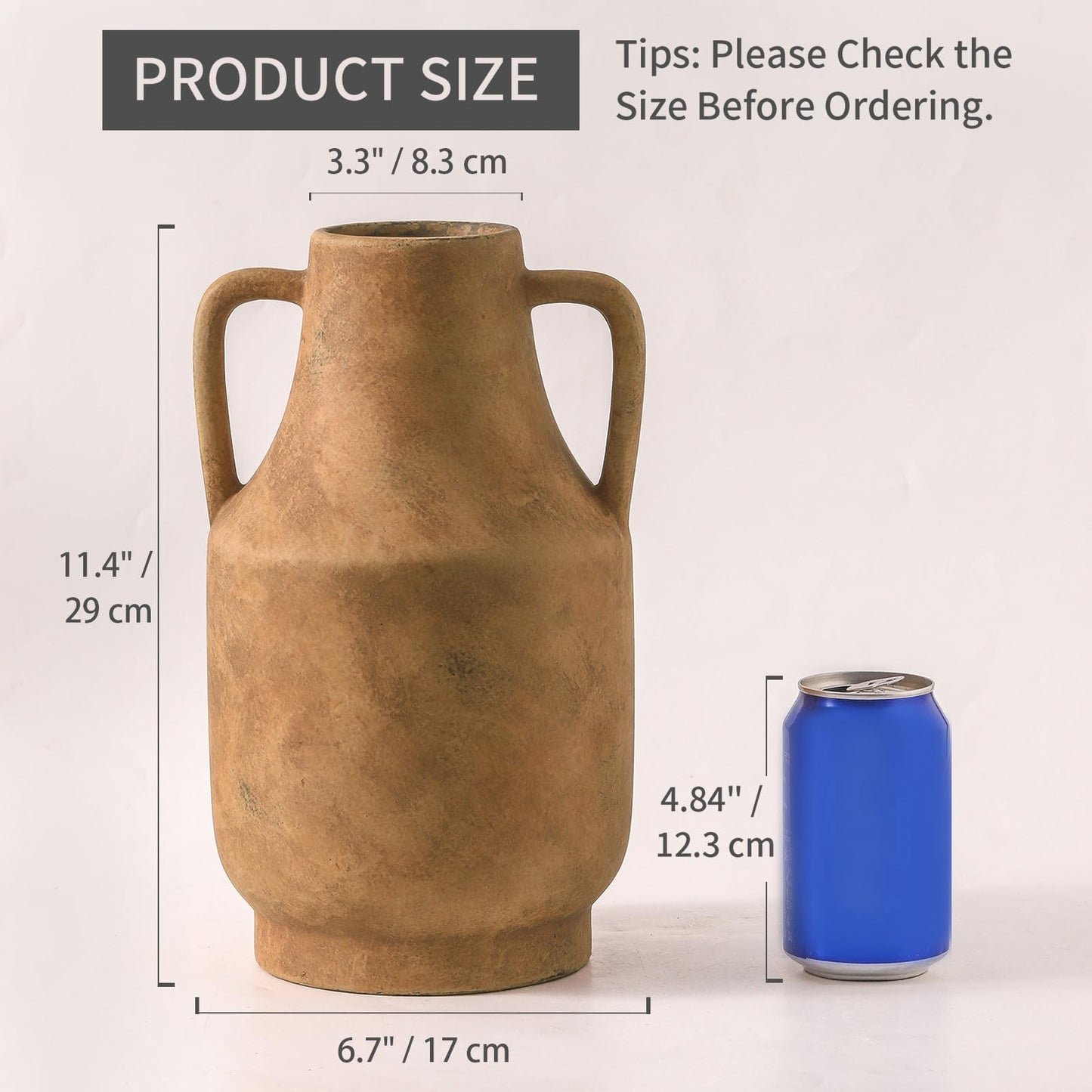 11 inch + 9.7 inch Rustic Farmhouse Vase for Home Decor, Decorative Pottery Flowers Vase for Mantel, Entryway, Living Room, Table