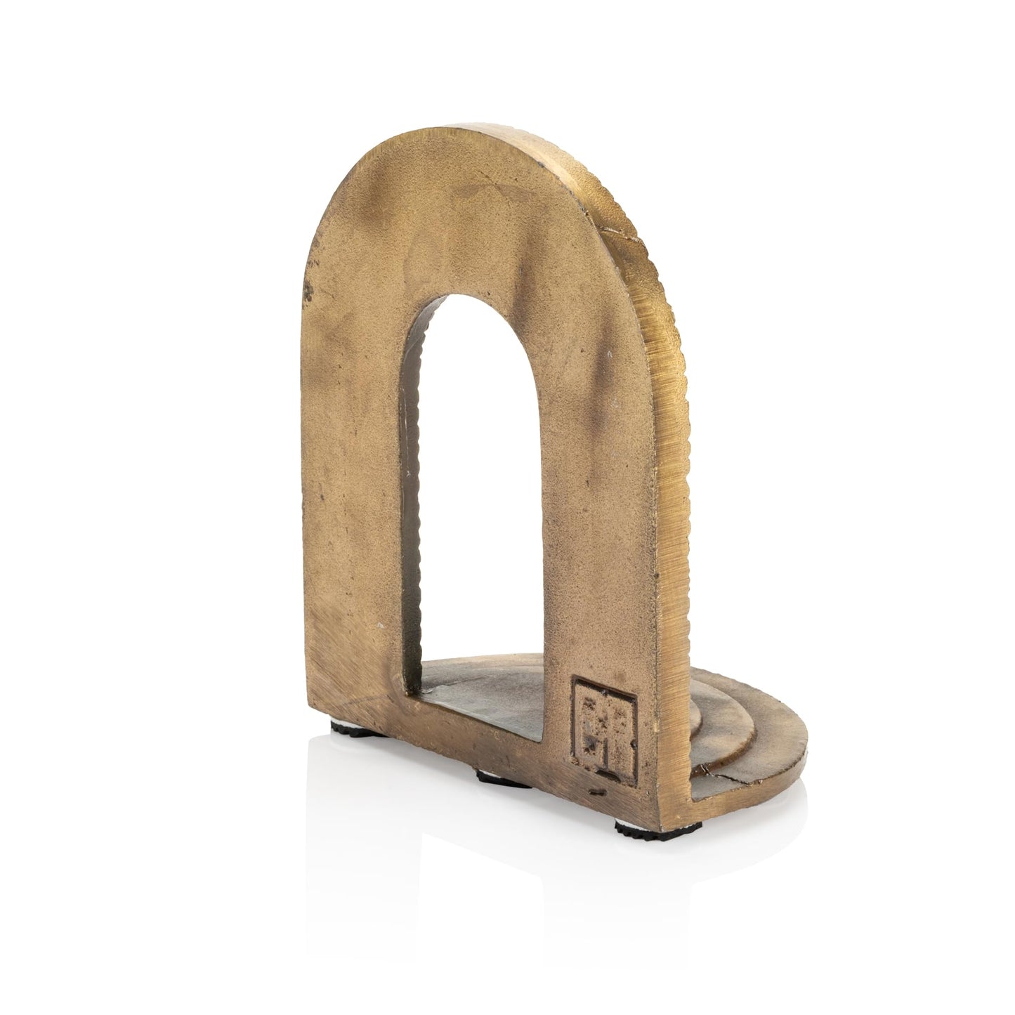 CRAFTSMAN ROAD Brick Arch Bookends Set, Antique Brass Book Ends, 2 Decorative Bookends for Shelves or Bookcase, Cast Iron Bookends, Stylish Brass Bookends, Non-Skid Anti-Slip Heavy Duty Bookends