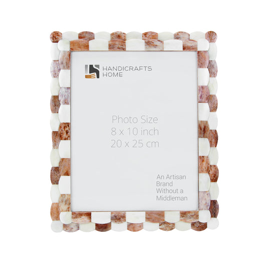 Handicrafts Home Photo Picture Frame - 8x10 Handmade Gift Photo Frames - Brown & White